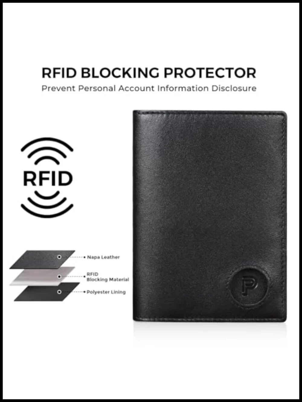 Genuine Leather Passport Holder RFID Blocking Wallet with AirTag Slot Travel